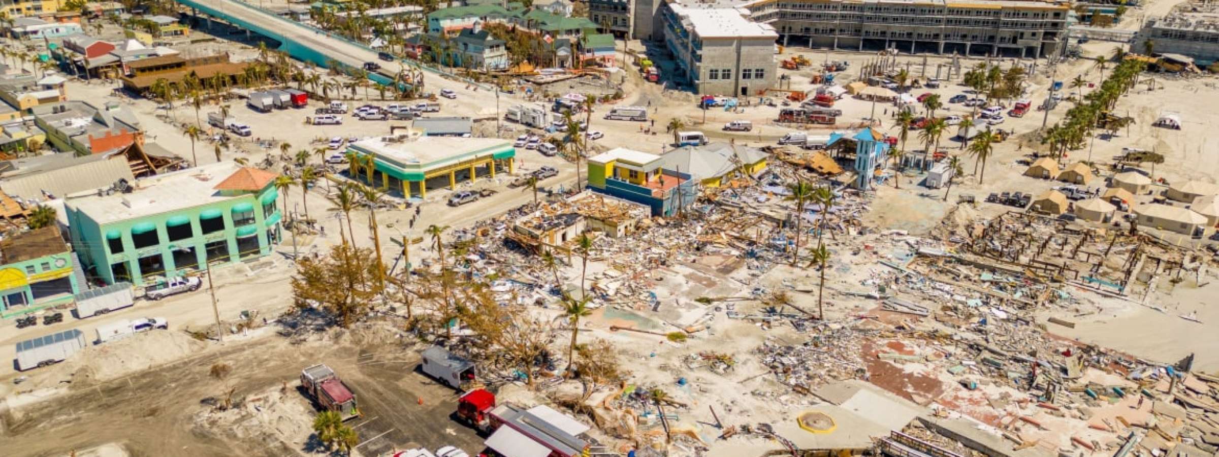 Destructed coast by Hurricane Ian which hit the USA in September 2022.